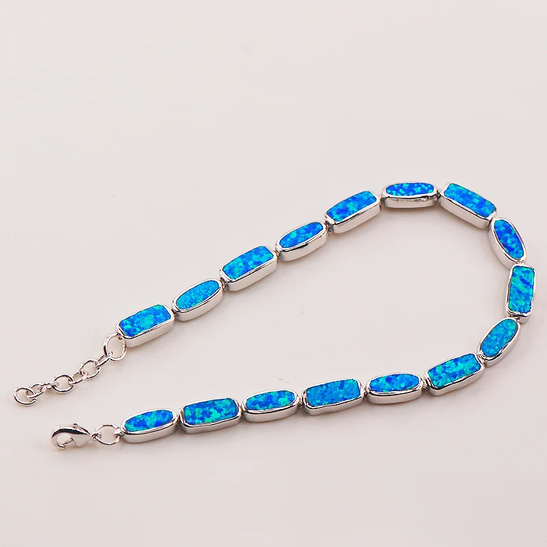 Free Shipping Blue Fire Opal 925 Sterling Silver   Bracelet 7.5\