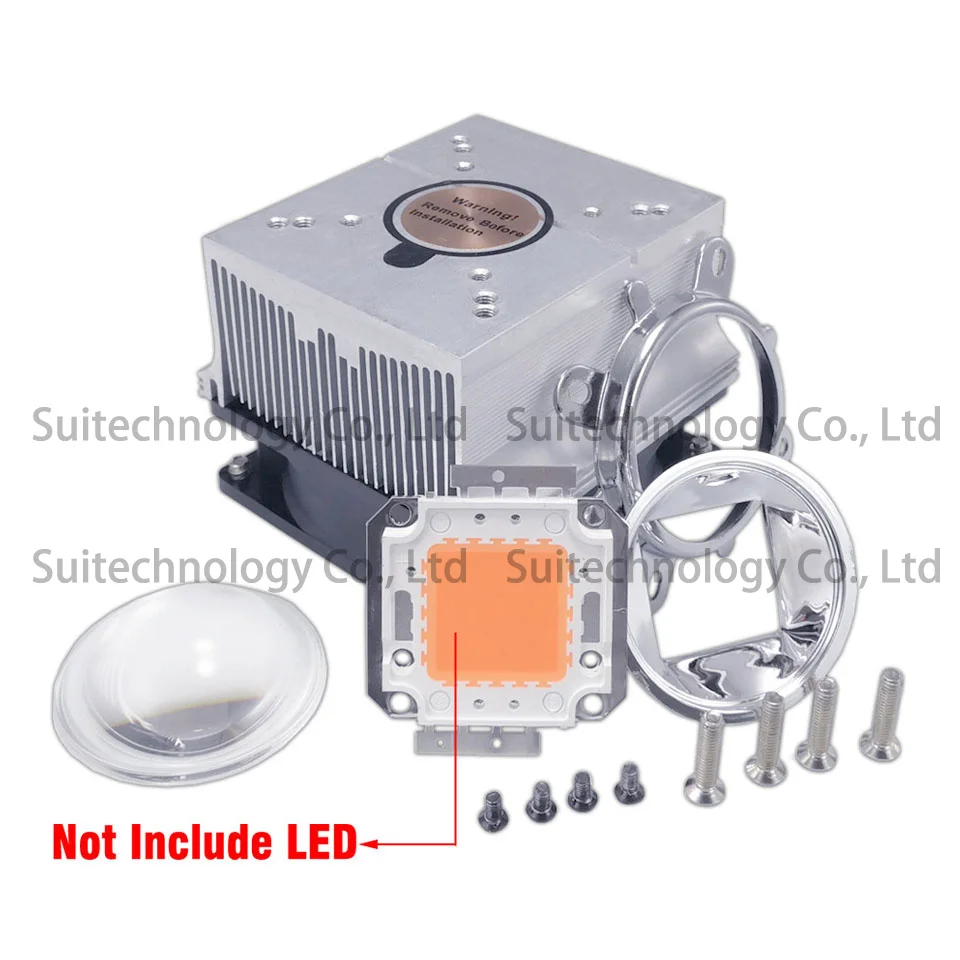 20 30 50 100 W LED Heatsink  + 60/90/120 Degrees Lenes + Reflector Bracket + 12 Fans Cooling Radiator For DIY 20 30 50 100 W LED