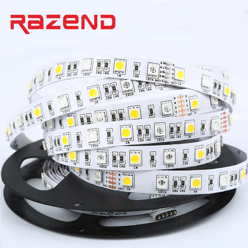 RGBW RGB Warm Led Strip Light 5050 SMD 12mm PCB 5M 60leds/m DC24V Led Flexible Tape Rope Stripe Light RGBWW RGB Warm White