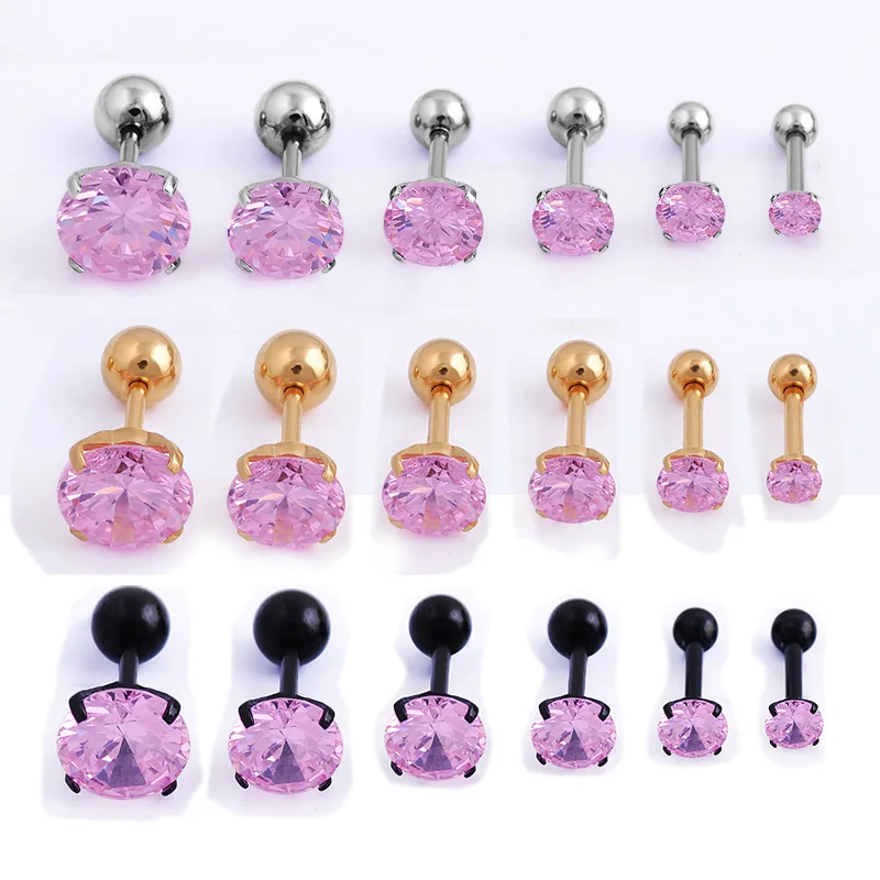 2Pcs 1.2*8*4mm Zircon Stone Ear Piercing Tragus Ring 16G Earrings Ear Piercing Cartiliage Ear Piercing Jewelry