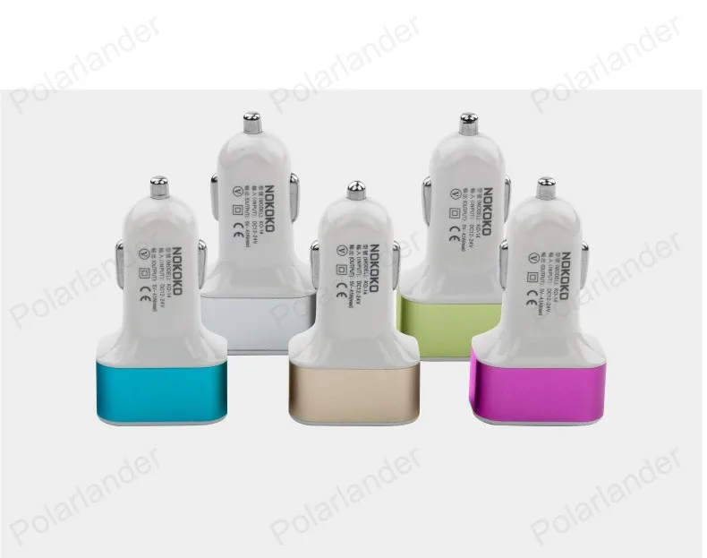 High power 3 Port USB square Car Charger 2.1A 1.0A three USB auto Chargers for mobile phones and digital cameras etc