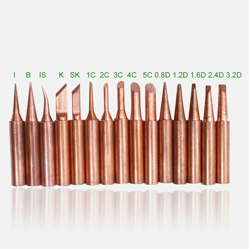 

15pcs/lot Lead-free Red copper Pure copper Solder tip 900M-T For Hakko 936 FX-888D Saike 909D 852D+ 952D Diamagnetic DIY