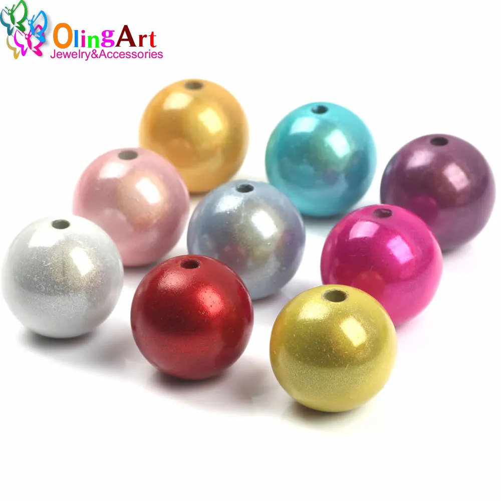 OlingArt 20mm 9Pcs Mixed Color 3D Illusion Miracle Acrylic Spacer Bead Bubblegum Fantasy DIY Choker Necklace Jewelry Making