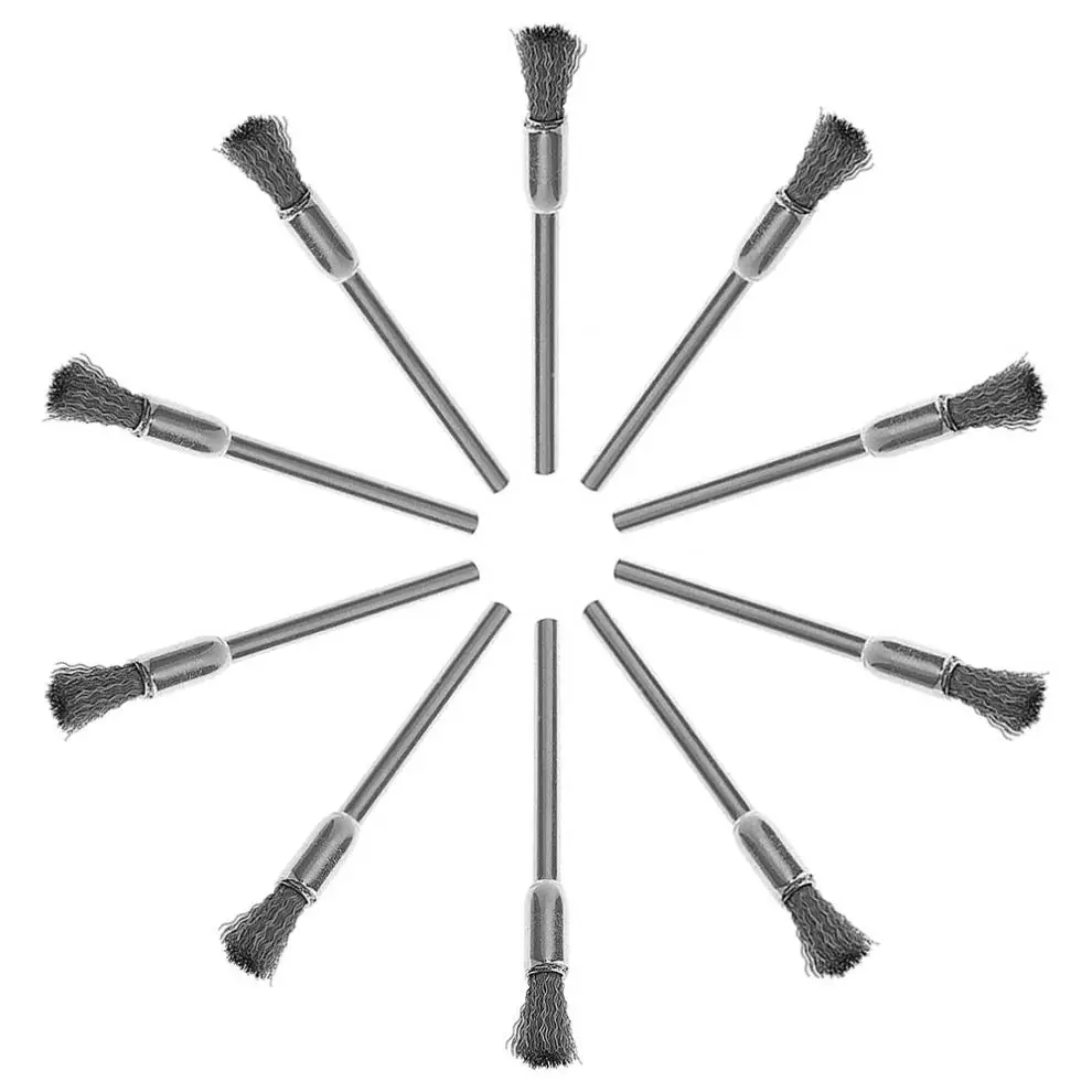 10 teile/los Polieren Stahl Draht Pinsel mit Griff und Stift Typ für Reinigung/Schleifen/Poliert