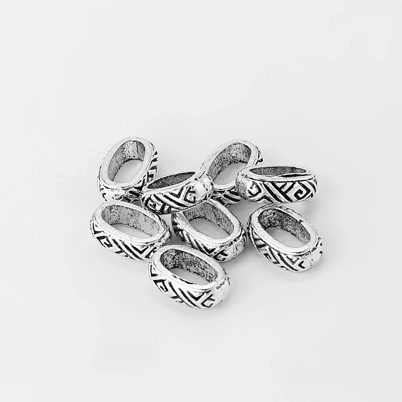 20pcs Engrave Geometric Patterns Charms Slider Spacer Beads For 9*5mm Leather Cord Bracelet Necklace Jewelry Making Findings