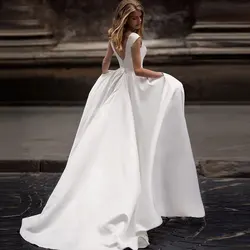 Vestidos De novia De satén, Vestidos De novia transparentes, Sexy, espalda en V, hochzeitskleid, Otoño, nuevo