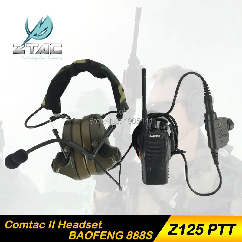 Z 041 Earphone Element Z-Tactical Comtac II Airsoft Paintball Hunting Z-TAC Headset With Z125 PTT kenwood With Radio Set