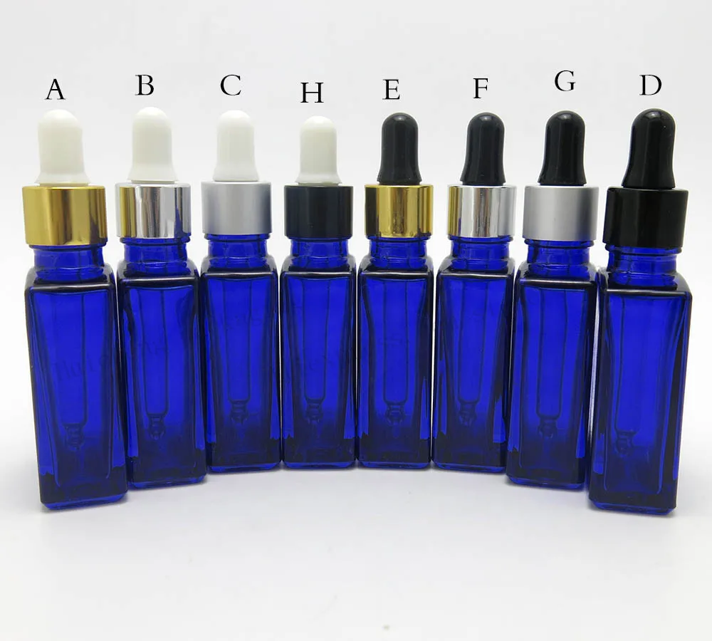 12x30 ml Portátil Quadrado Azul de Vidro Frascos Conta-gotas de Olho Recipiente Aromaterapia 1oz Copo Vazio E Frasco Conta-gotas de Líquido frascos