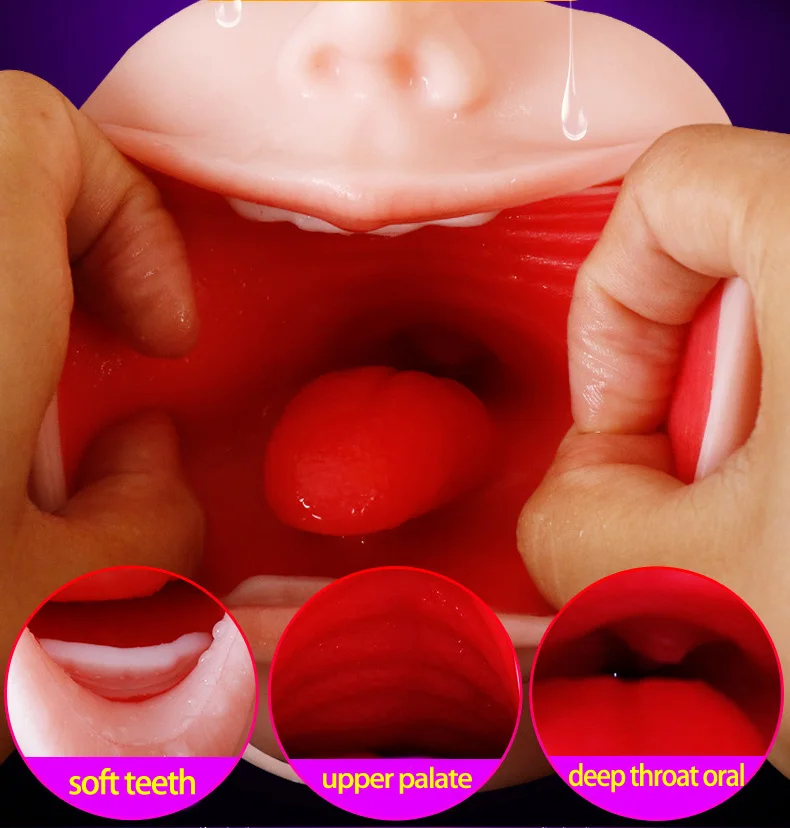 Male Masturbator Artificial Mouth Deep Throat Soft Teeth Tongue Blowjob Oral Man Masturbation Pussy Pocket Adult Sex Toy 418