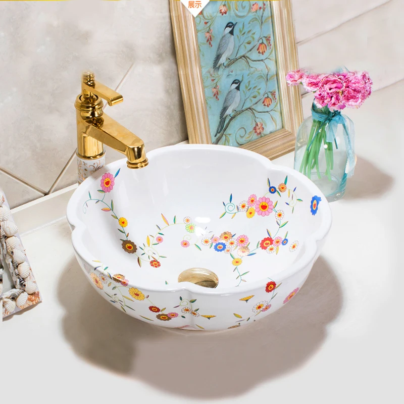 

Ceramic Artistic Lavabo Bathroom Sink Wash Basin Art Counter Top basin sink lavabo sinks ceramic round wash basin