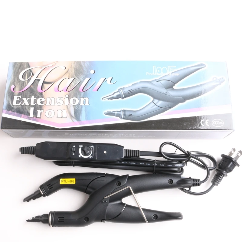 Gift + 1 Piece Adjustable Temperature Fusion Hair Extension Iron Fusion Heat Connector Keratin Bonding Wand Iron Melting Tools