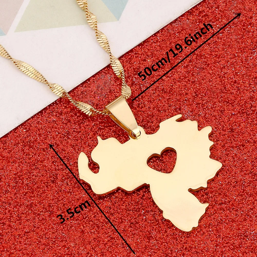 Venezuela Map Pendant Necklace For Women Gold Color Venezuela Heart Jewelry Venezuelans Items