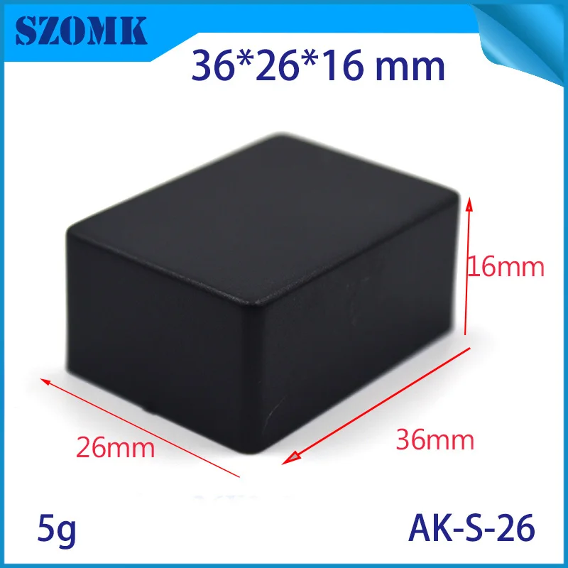 5 Pcs 36*26*16mm szomk abs material plastic housing electronic junction box black plastic box for enclosure housing case