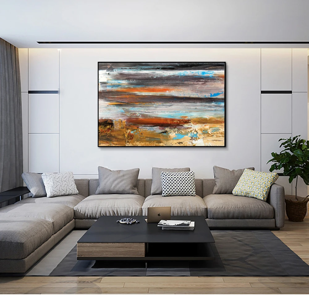 Large oil Painting on canvas Abstract Art Modern yellow Level acrylic Painting Canvas Art Living Room Art Office pictures