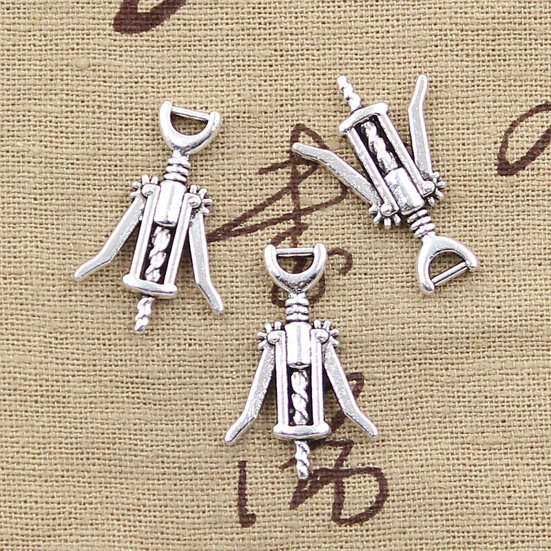 10pcs Charms Wine Opener 27x17mm Antique Tibetan Silver Color Pendant Findings Accessories DIY Vintage Choker Handmade Jewelry