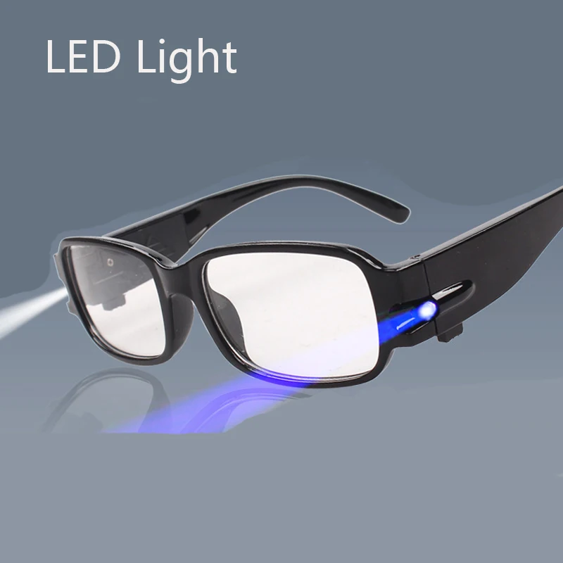 

LED Light Reading Glasses Clear Occhiali Da Lettura +1.00 +1.50 +2.00 +2.50 +3.00 +3.50 +4.00 Diopter Night Presbyopic Glasses