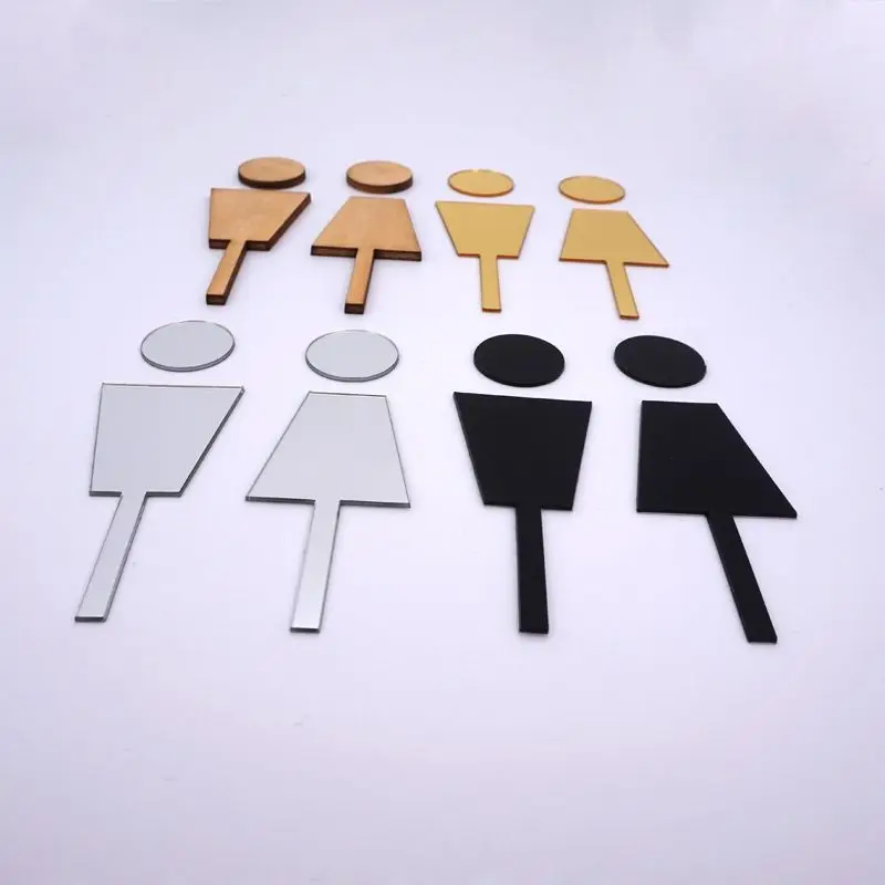Toilet Men,Women Sign Acrylic 3d Mirror Wall Sticker Door Adesivo De Parede Home Decoration