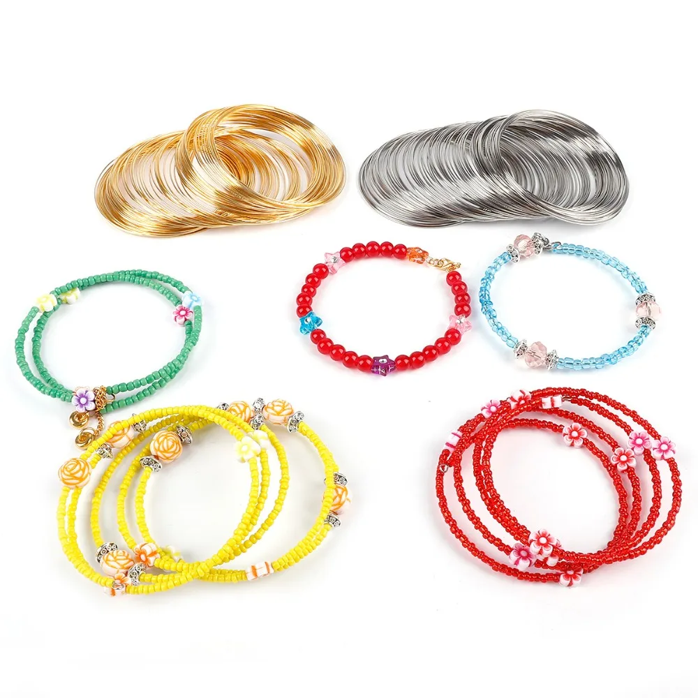 100 Loops 0.6mm Memory Beading Steel Wire For DIY Jewelry Findings Bangle Bracelet Making Dia 6cm