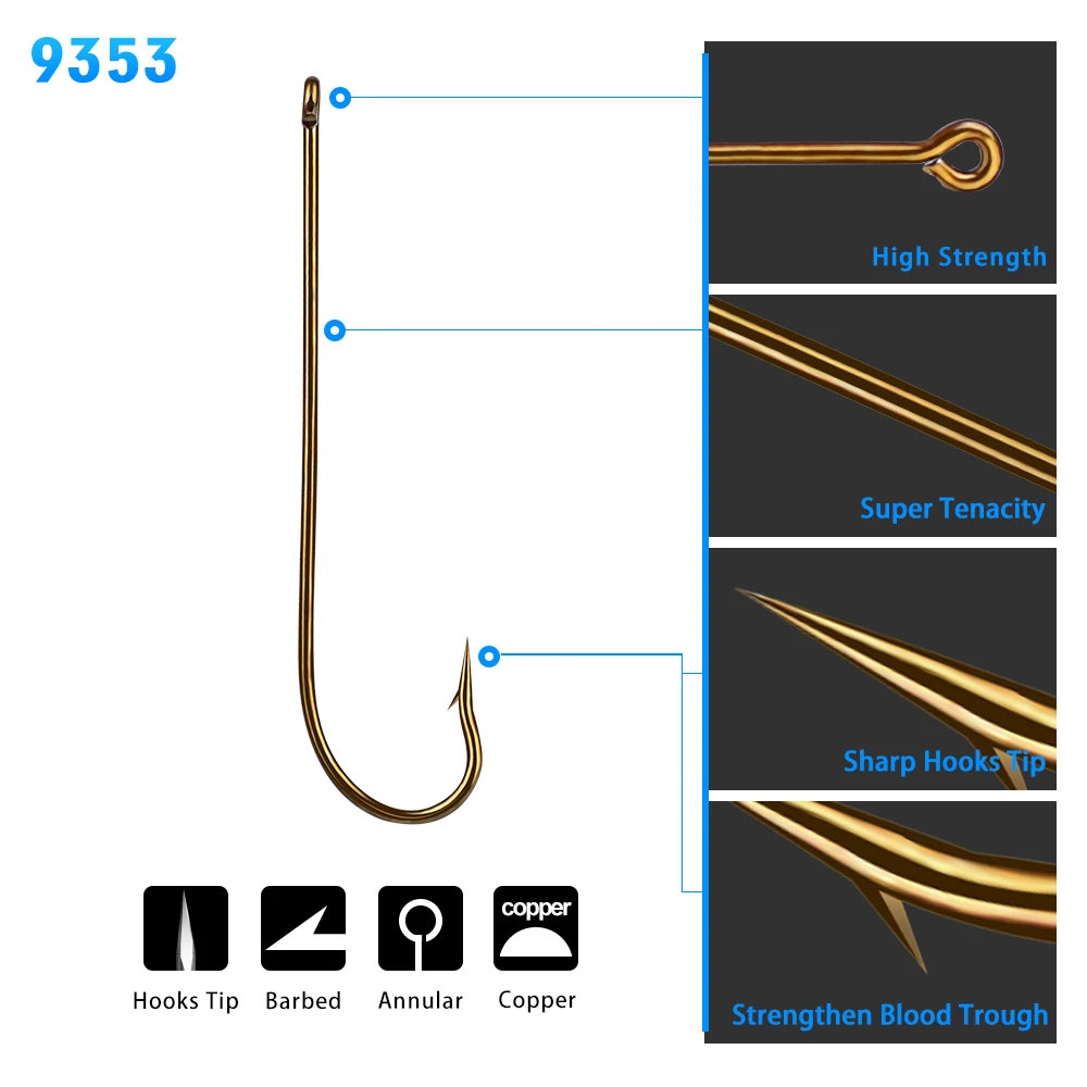 50pcs/lot Fishing Hook 1/0#-2/0#-3/0#-4/0#-5/0#-6/0 single hook High Qulity fishing tackle Brown Color Single Hook 1#-12# Hooks