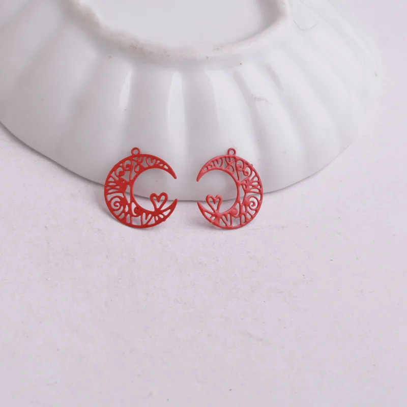 100 Stück AC2806 10mm*12mm Mond-Anhänger, Mond- und Herz-Motive, Kleine Schmuckteile, DIY-Schmuckzubehör – Detail 11