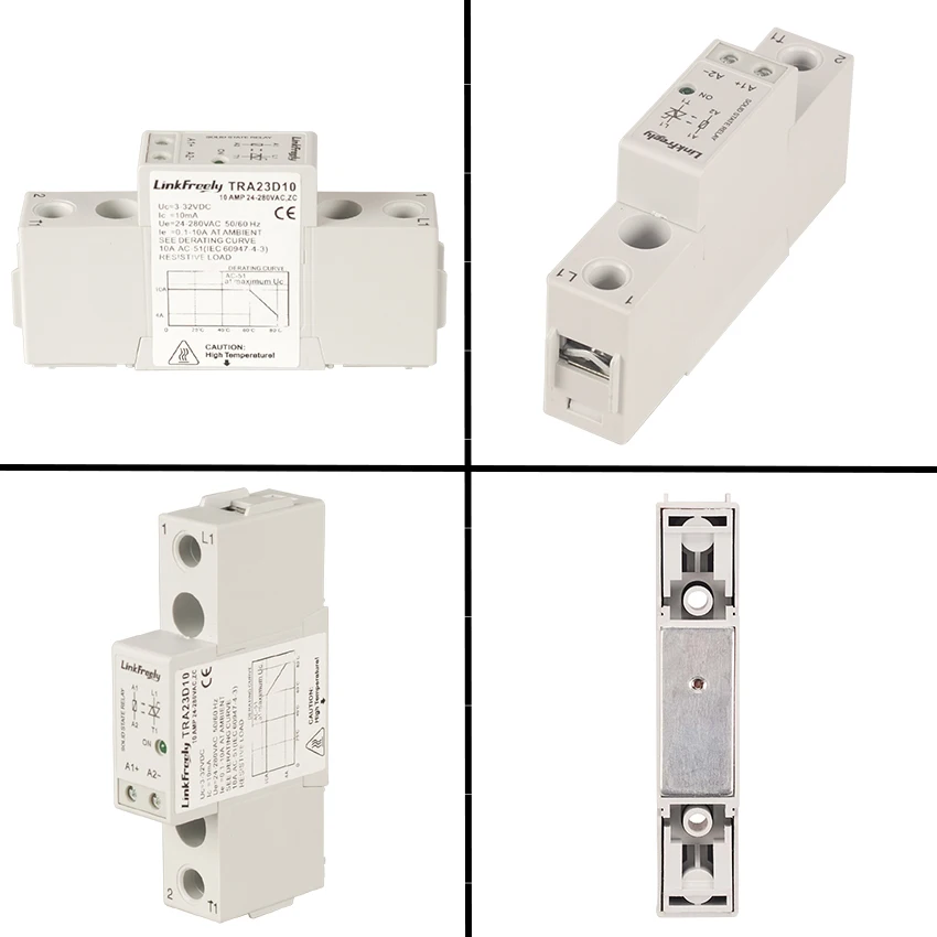 TRA23D10 10pcs 10A Intelligent Auto Voltage Relay Solid State DC to AC Ouput 24-280VAC Input 3V 3.3V 5V 12V 24V 32VDC SSR Relay