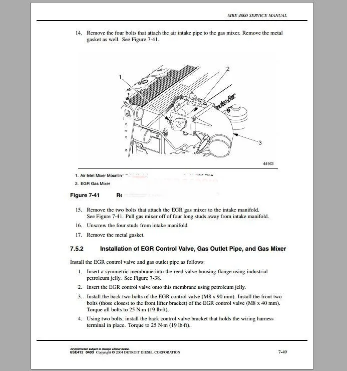 

Detroit Diesel MBE 4000 Training Center Support Documentation