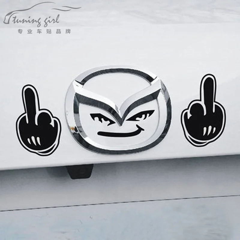 Car Stickers Middle Finger Funny Reflective Decoration For Mazda 3/6 Axela Atenza CX-30/4/5 Logo Trunk Auto Tuning Styling C40