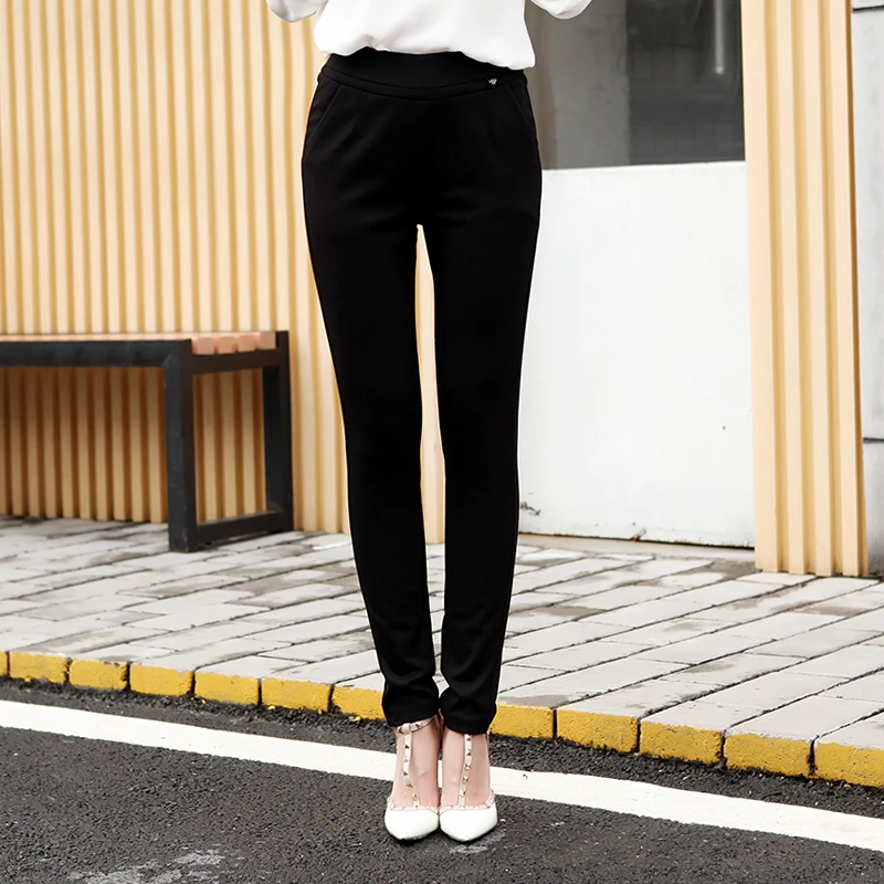 

Silk Brushed Female Trousers Thin Elastic Waist Abdomen Thickened Casual Pants