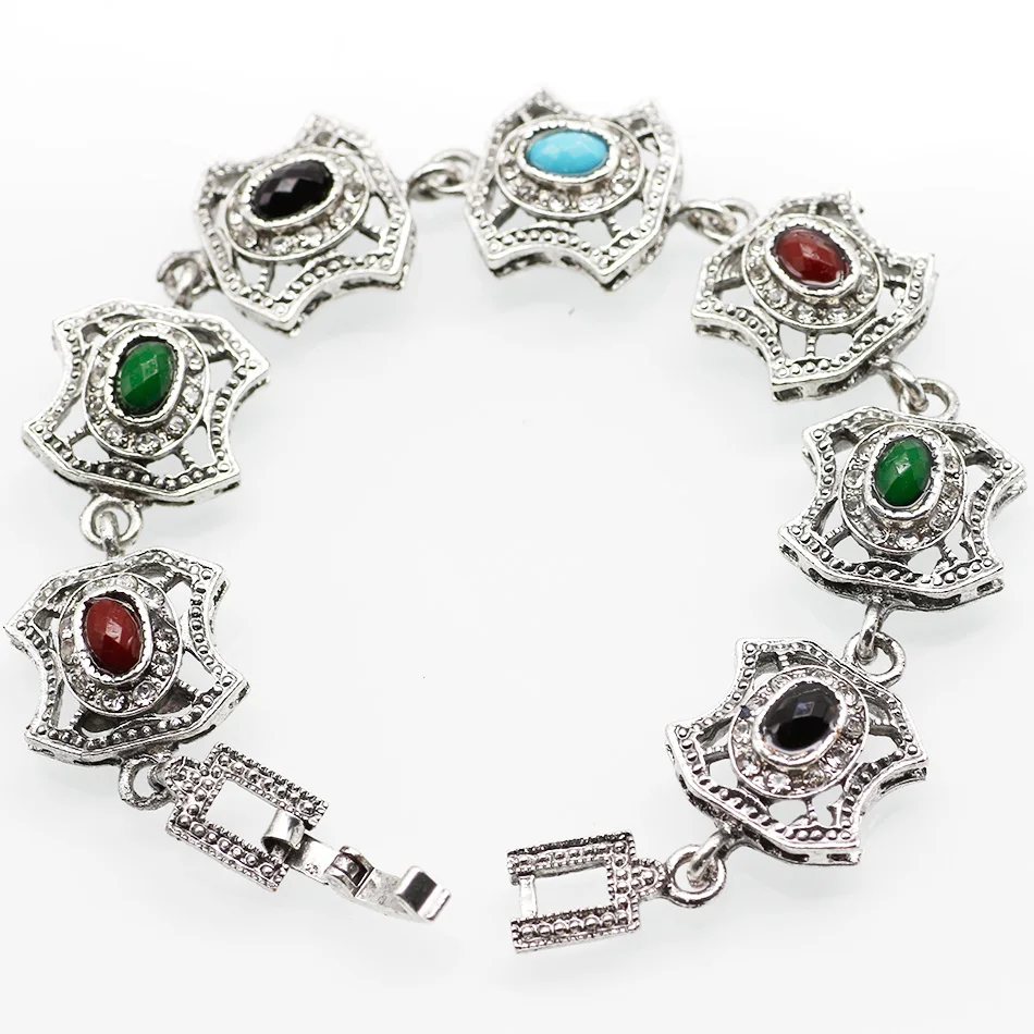 SUNSPICE MS Bright Retro Resin Bracelet For Women Antique Silver Color Little Eye Link Bracelets Charm Vintage Jewelry Gift 2019