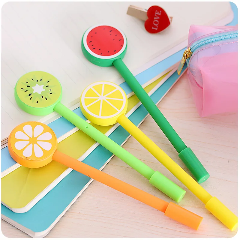 

40 Pcs Stationery Candy Color Cute Fruit Lollipop Neutral Pen Creative Syringe Pen Black 0.5mm Kawaii Stationery Wholesale