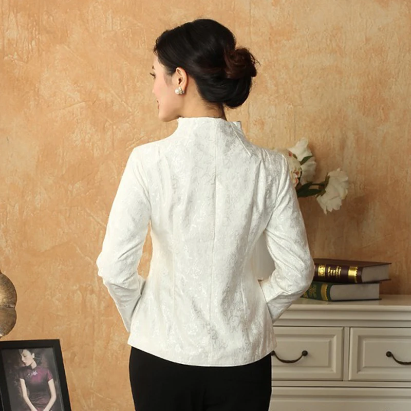 New Fashion Chinese tradition Tang suit White Women Jacket Coat Outerwear Long Sleeves Size: M,L,XL,XXL,XXXL