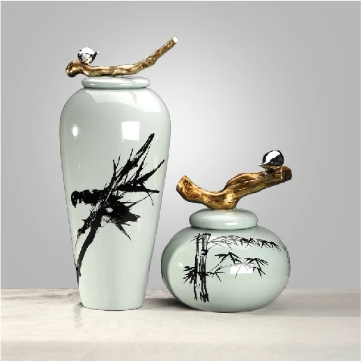 Chinese decorative home accessories living room ornaments resin crafts decorative jar Desktop aqua soft furnishings