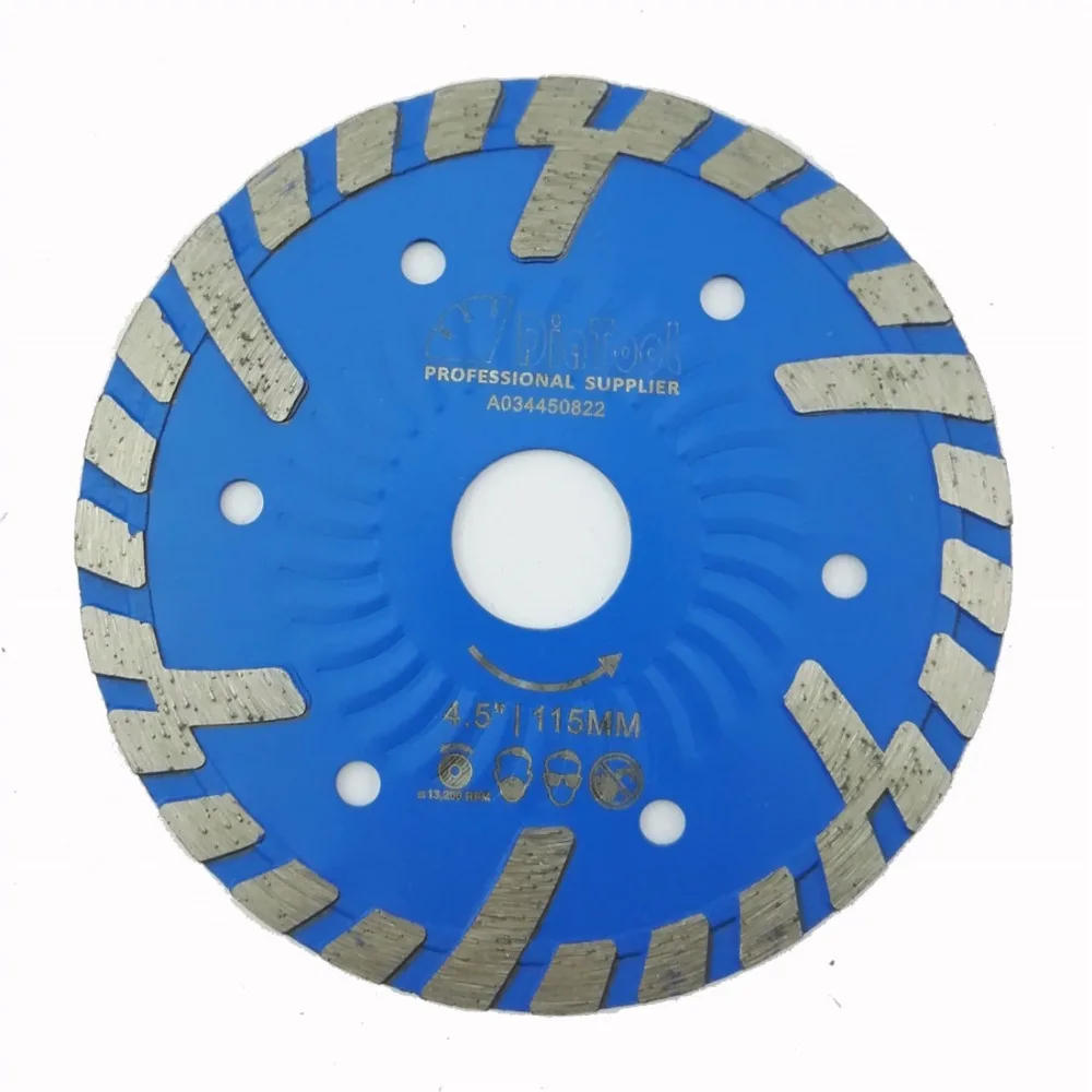 DIATOOL Hot Pressed Diamond Turbo Blade with Slant Protection Teeth Diamond Blades For Stone Concrete Cutting