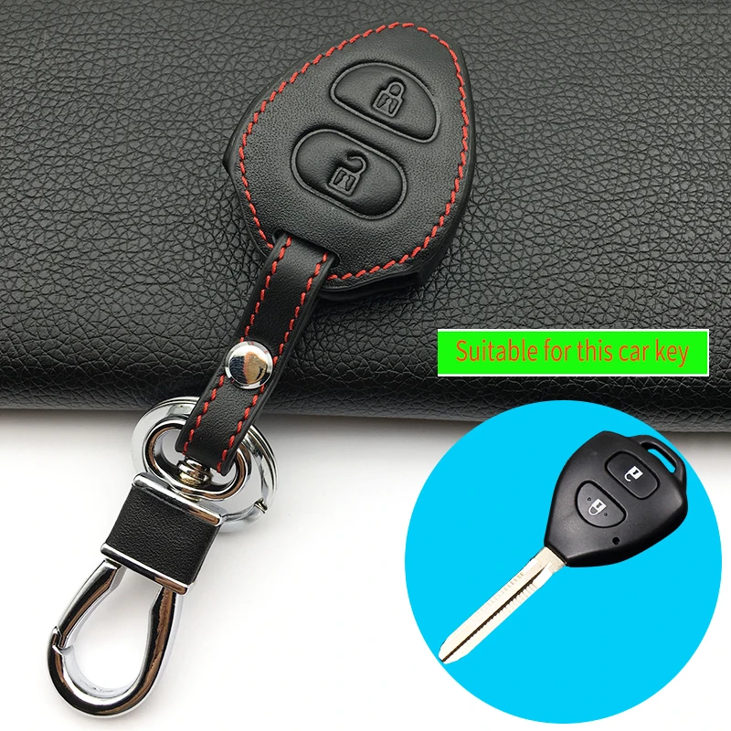 Genuine Leather Men & Women\'s Key Holder Key Chain Car Key Case Cover For Toyota Tarago RAV4 Corolla Camry Celica Avalon 3 key