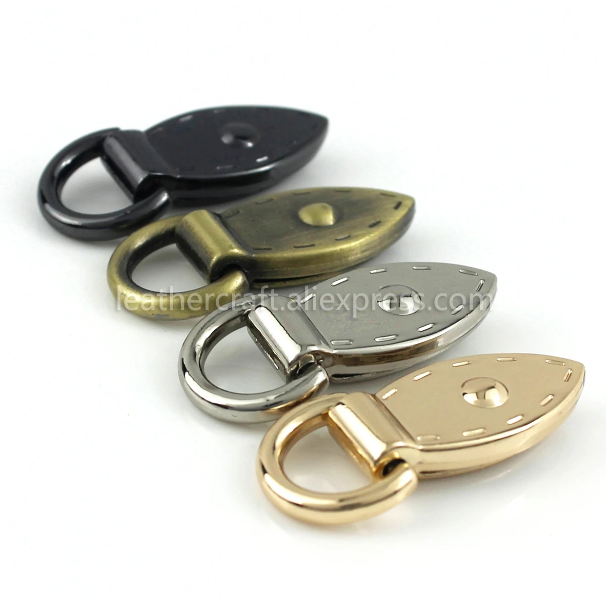 2pcs 금속 잎 모양 가방 앵커 D-링 가방 커넥터 나사가있는 앵커 버클 행거 후크 가방 벨트 스트랩 가죽 공예