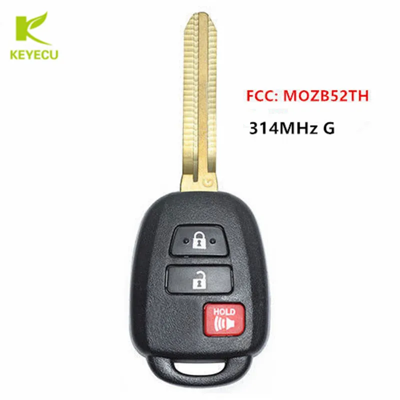 KEYECU 2+1 Button Replacement Remote Key Fob 314MHz With G Chip for Scion tC iQ for Toyota Yaris 2014 2015 2016 FCC ID: MOZB52TH