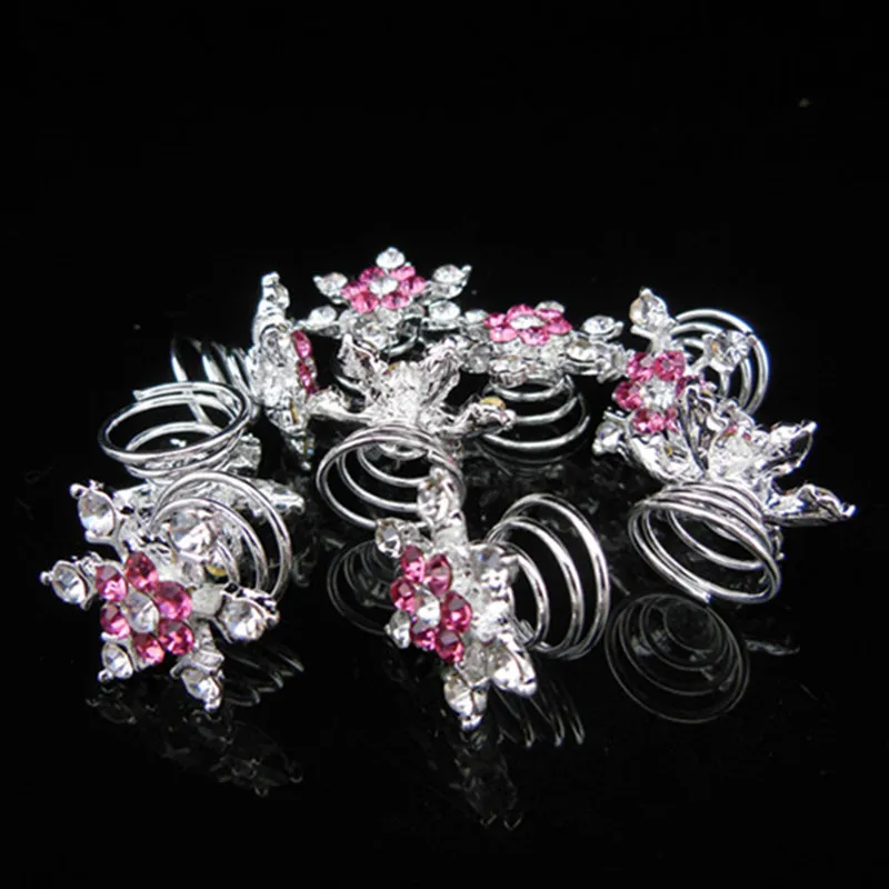 5pcs/lot Snow Spiral Hair Clip Ornament Crystal Flower Hair Pins Swirl Snowflake Hairpin Wedding Hairpin Bridal Tiaras Jewelry