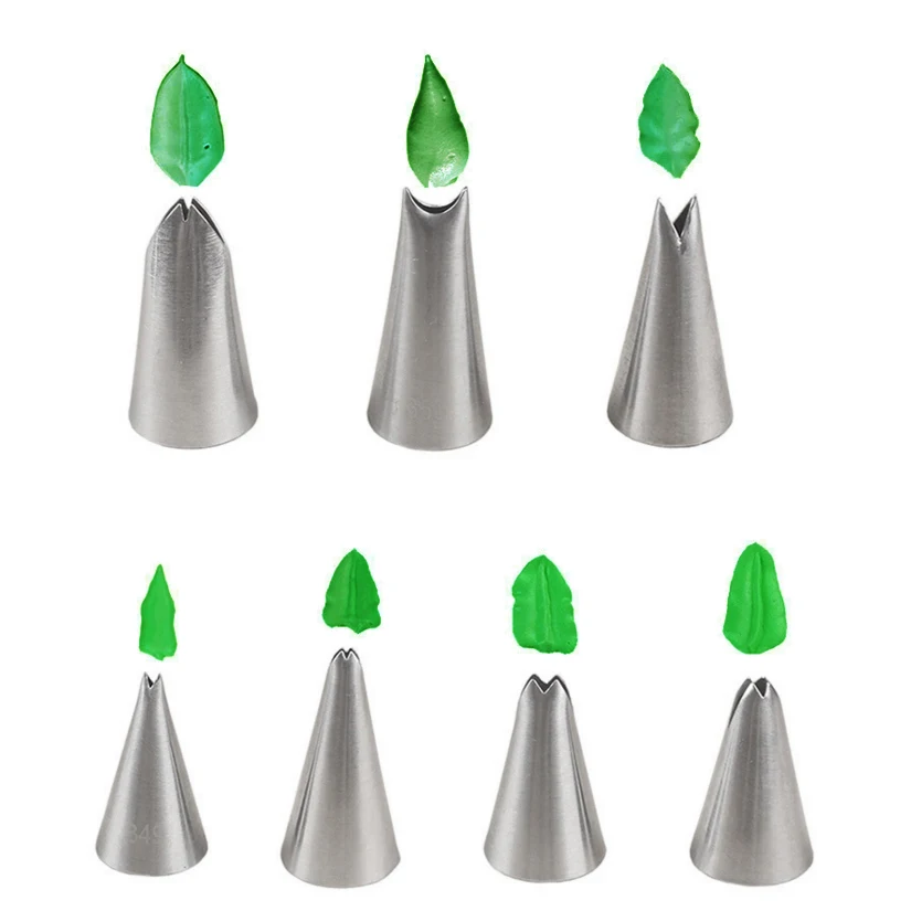 7 pcs/set Leaf Tips Stainless Steel Icing Piping Nozzles Cake Decorating Pastry Tip Sets Cupcake Tools Baking Mold