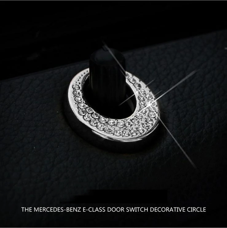 4 pieces 2 colors Button diamond decorative circle Car door bolt cover decal sticker for B-enz E class E260L GLA GLK200 GLA260