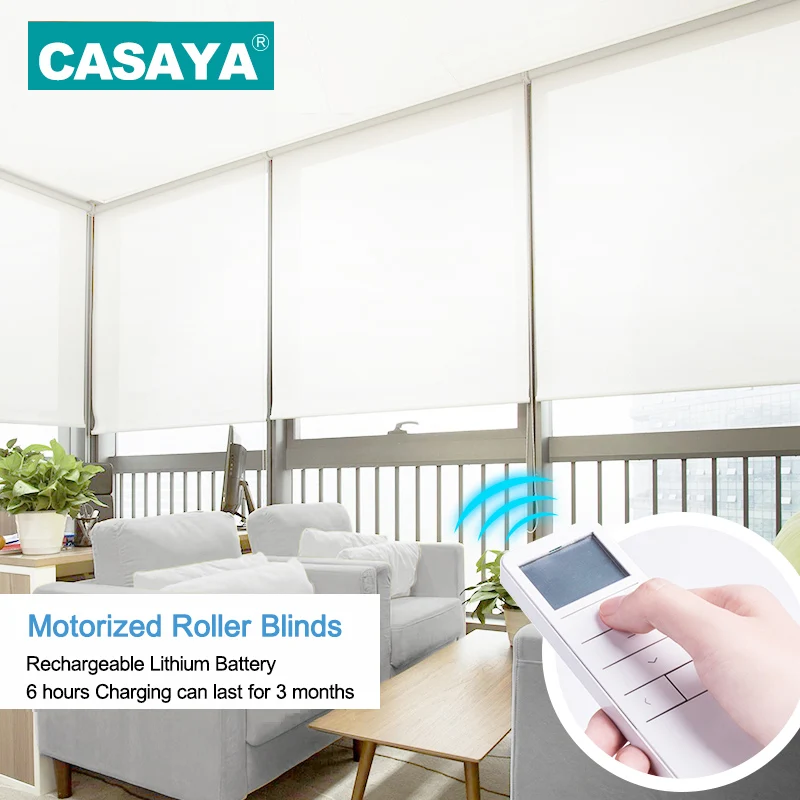 CASAYA Customized Electric Motorized Blinds, Daylight and Blackout, Rechargeable Tubular Motor, Smart Blinds for Home and Office