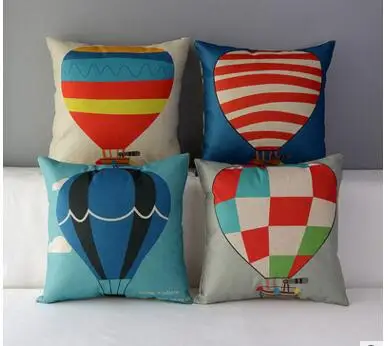 

hot air balloon printed cushion cover cotton linen pillowcase sofa throw pillow cover for backrest home decor