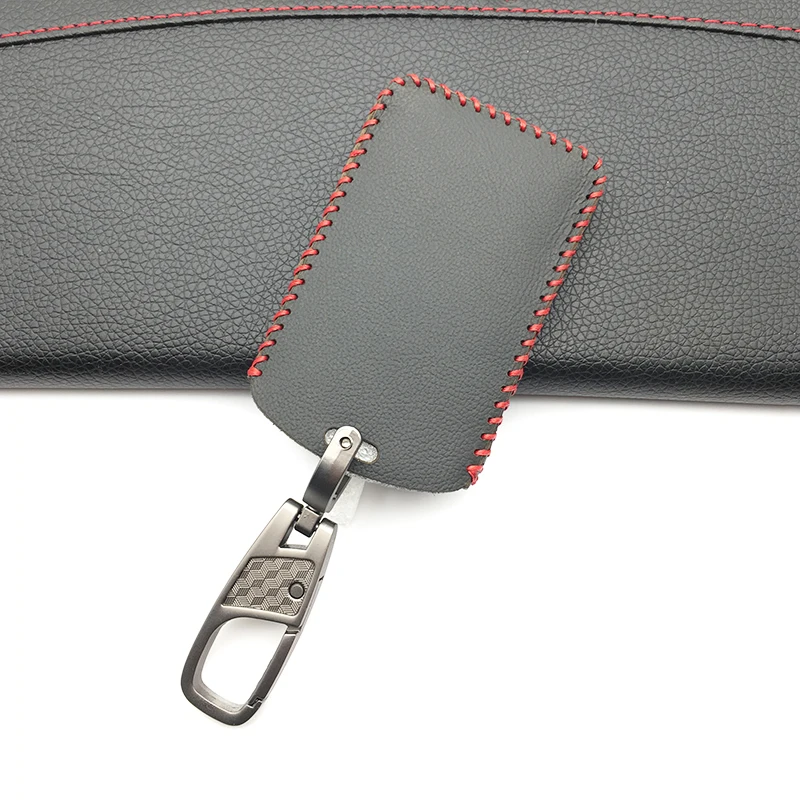 Car Key Genuine Leather Cover Protector Holder for Renault Clio Logan Megane 2 3 Koleos Scenic Card 4 Buttons Keychain Case