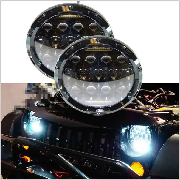 

2pcs 75w 7" Round LED Headlight High Low Beam With DRL for Jeep Wrangler