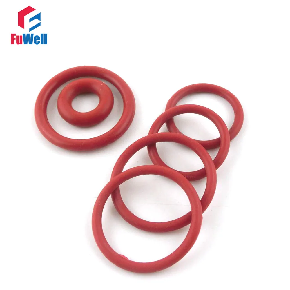 100pcs 2.4mm Thickness O-ring Seal Gasket Red Silicon 27/28/29/30/31/32/33/34/35/36mm OD Rubber O Ring Washers Grommets