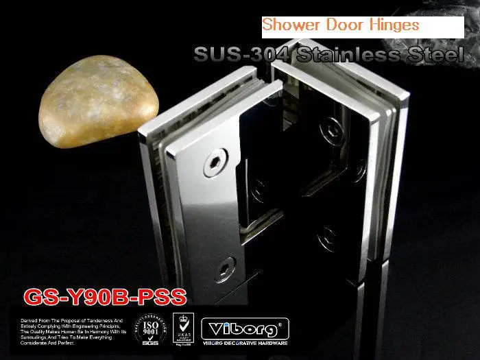 

(1 pair) VIBORG SUS304 Stainless Steel Glass-to-Glass Shower Door Hinge, Frameless Shower Door Hinge, Shining,GS-Y90B-PSS