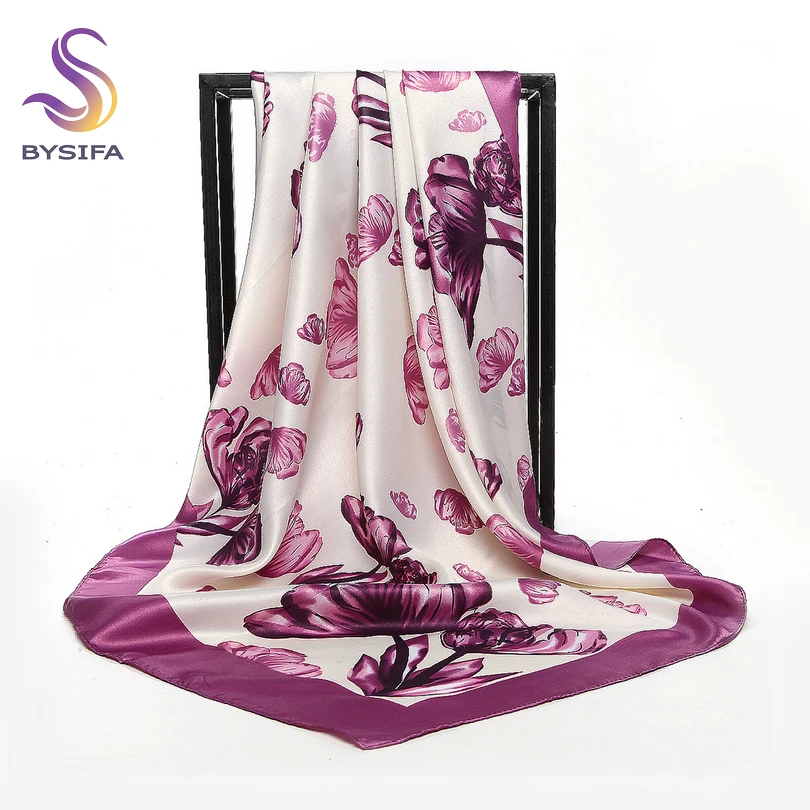 [BYSIFA] China Style Blue White Silk Scarf Cape 2017 New Design Ladies Muslim Head Scarf Printed Fashion Accessories Satin Scarf