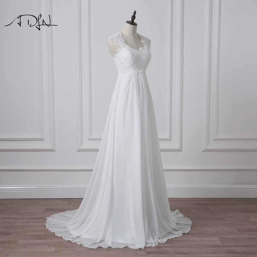 ADLN-Robe de Mariée en Mousseline de Soie Blanche/Ivoire Personnalisée, Grande Taille, pour Femme Enceinte