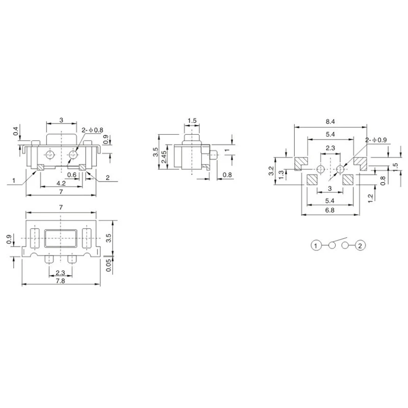 Free shipping 50PCS SMT 3X6X3.5MM Tactile Tact Push Button Micro Switch Momentary