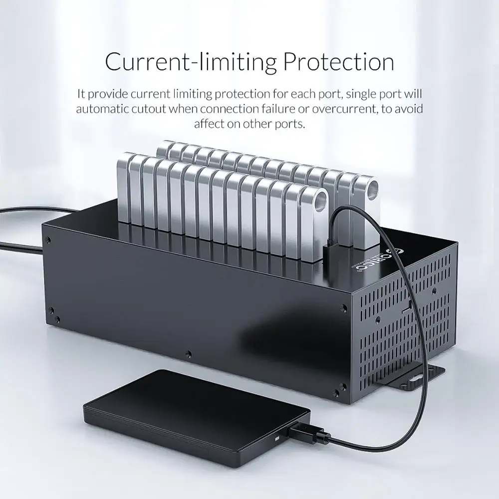 ORICO 30 Ports USB HUB Industrial USB 2.0 HUB with 300W Detached Power Module Batch Deplication