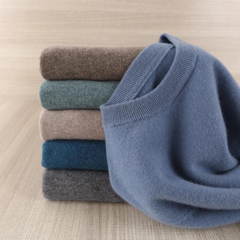 Men Sweater Oneck High Quality Pullovers 100% Wool Knitting Sweater Male Winter Thick Warm Plus Size Man Jumpers 8Color Soft Top